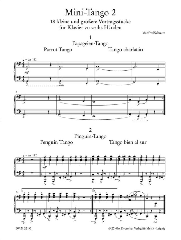 Schmitz Manfred | Mini-Tango, sešit 2 - 18 skladeb pro klavír 6ms
