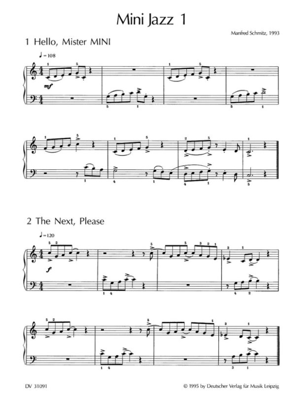 Schmitz Manfred | Mini Jazz, Sešit 1 - 50 snadných skladeb pro klavír 2ms