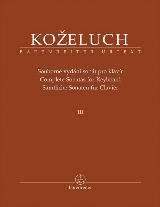 Koželuh Leopold | Souborné vydání sonát pro klavír 3. díl (Sonáty 25-37)